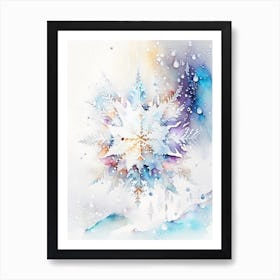 Crystal, Snowflakes, Storybook Watercolours 2 Art Print