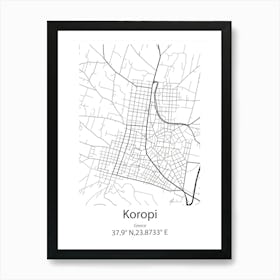 Koropi,Greece Minimalist Map Art Print