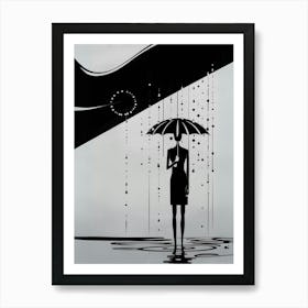 Woman In The Rain Art Print