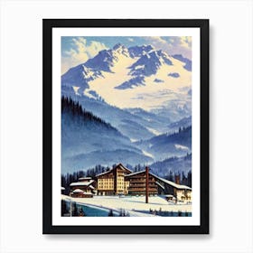 Crans Montana, Switzerland Ski Resort Vintage Landscape 1 Skiing Poster Art Print