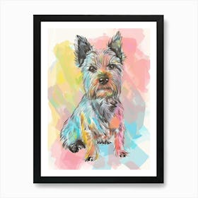 Norwich Terrier Dog Watercolour Line Drawing Art Print