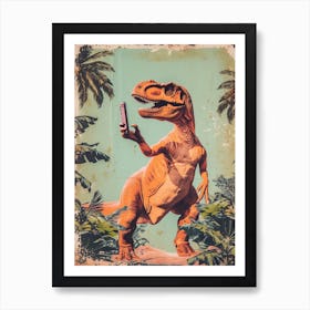 Dinosaur & A Smart Phone Retro Collage 4 Art Print