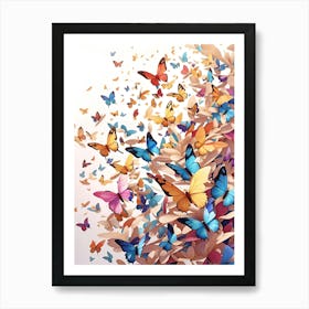 Colorful Butterflies Flying In The Sky Poster