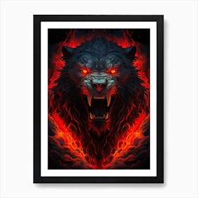 Wolf In Fire Art Print