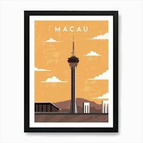 Macau — Retro travel minimalist poster Art Print