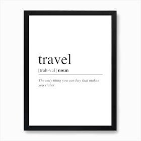 Travel Word Definition Art Print