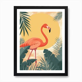 Greater Flamingo South Asia India Tropical Illustration 4 Art Print