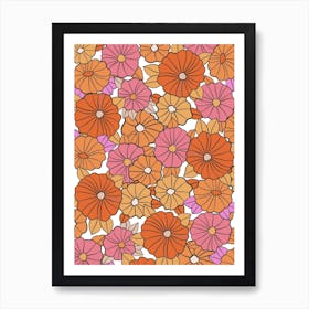 Groovy 60s 70s Flowers Art Print