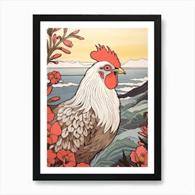 Bird Illustration Rooster 4 Art Print