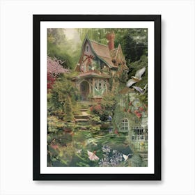 Fairy House Collage Pond Monet Scrapbook 3 Art Print