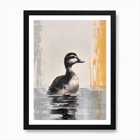 Duckling Grey Black & Yellow Gouache Painting Inspired 2 Art Print