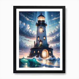 A Lighthouse In The Middle Of The Ocean 58 Art Print