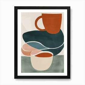 Coffee Mugs Abstract Illustration Art Print