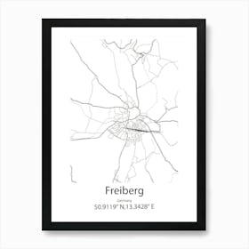 Freiberg Am Neckar,Germany Minimalist Map Art Print