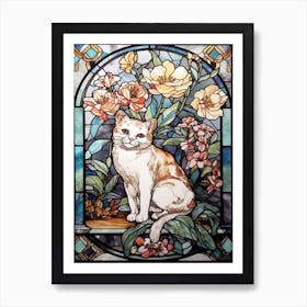 Anemone With A Cat 1 Art Nouveau Style Art Print