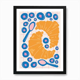 Croissants And Blueberries Art Print