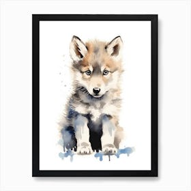 Baby Wolf Watercolor Art Print