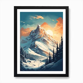 Jackson Hole Mountain Resort   Wyoming, Usa, Ski Resort Illustration 0 Simple Style Art Print