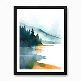 Watercolor Of A Lake Art Print