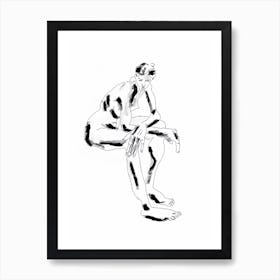 Seated Nude With Crossed Arms White Art Print