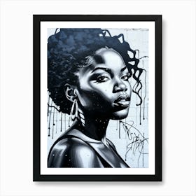 Graffiti Mural Of Beautiful Black Woman 244 Art Print