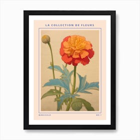 Marigold French Flower Botanical Poster Art Print