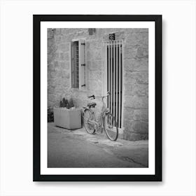 A Bike in the Maltese Streets | Black and White Photography Art Print