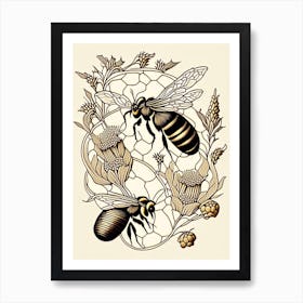 Colony Bees 3 William Morris Style Art Print