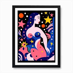 Virgo Illustration Zodiac Star Sign 3 Art Print