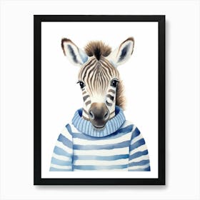 Baby Animal Watercolour Zebra 1 Art Print