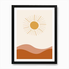 Boho Sun Wall Art Print Orange Pink Abastract Flat Scandi Design A Art Print