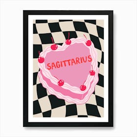 Sagittarius Zodiac Heart Cake Art Print