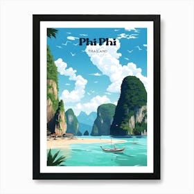 Phi Phi Thailand Island Travel Illustration Art Print