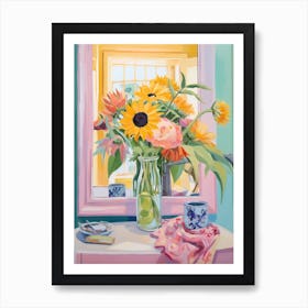 A Vase With Sunflower, Flower Bouquet 1 Art Print