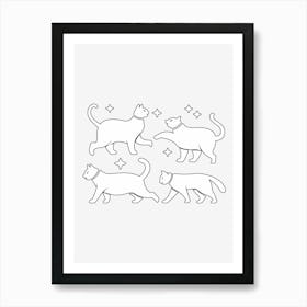 Celestial Feline Frolic Art Print