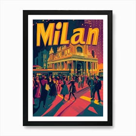 Aihrgdesign A 1970s Inspired Travel Poster For Milan 6 Art Print