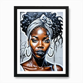 Graffiti Mural Of Beautiful Black Woman 366 Art Print