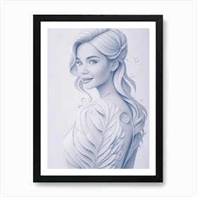 Sensuous Woman, With Back To Camera Looking Over Shoulder At Viewer Art Print