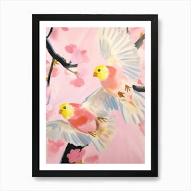 Pink Ethereal Bird Painting American Goldfinch 1 Art Print