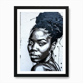 Graffiti Mural Of Beautiful Black Woman 92 Art Print