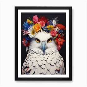 Bird With A Flower Crown Snowy Owl 1 Art Print