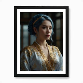 Russian Woman With Blue Hair Art Print