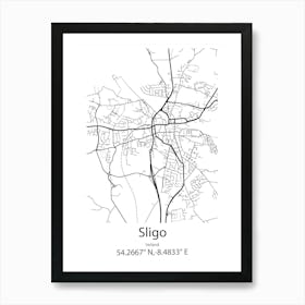 Sligo,Ireland Minimalist Map Poster