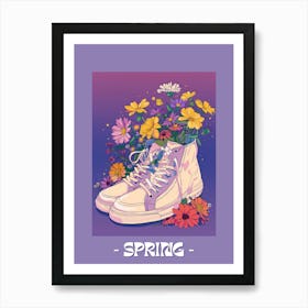 Spring Poster Retro Sneakers With Flowers 90s Illustration 2 Art Print