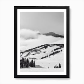 Snowmass, Usa Black And White Skiing Poster Art Print