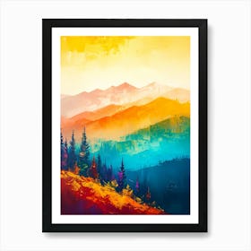 Abstract Mountain Landscape Painting Art Print