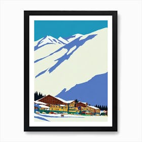 Val D'Isère 2, France Midcentury Vintage Skiing Poster Art Print