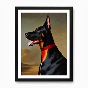 Doberman Pinscher Renaissance Portrait Oil Painting Art Print