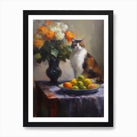 Hydrangea With A Cat 4 Art Print