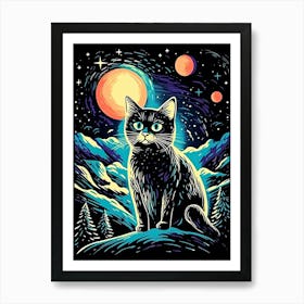 Nebula Purrsuits, Psychedelic Cats series Art Print